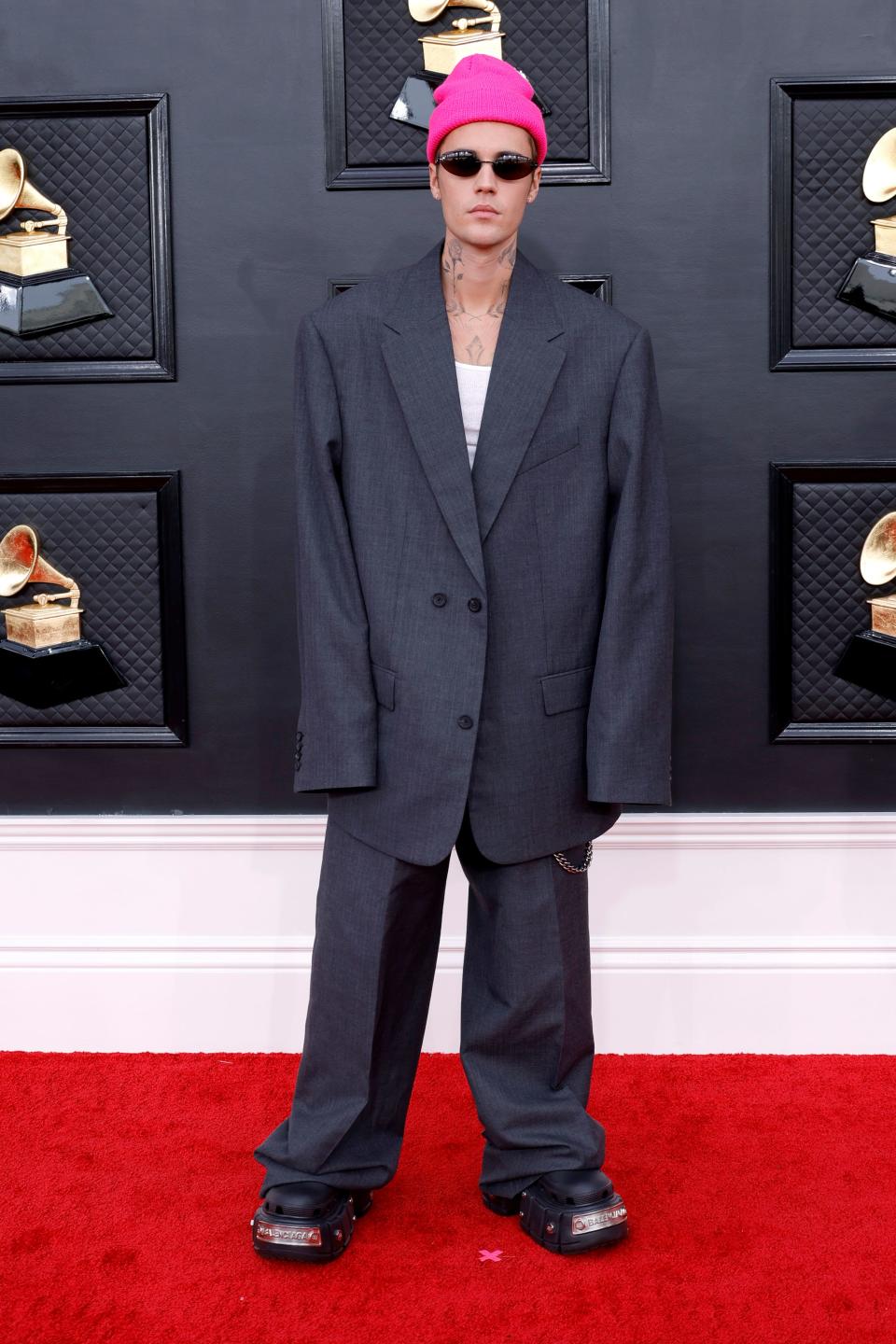 Justin Bieber attends the 2022 Grammy Awards.