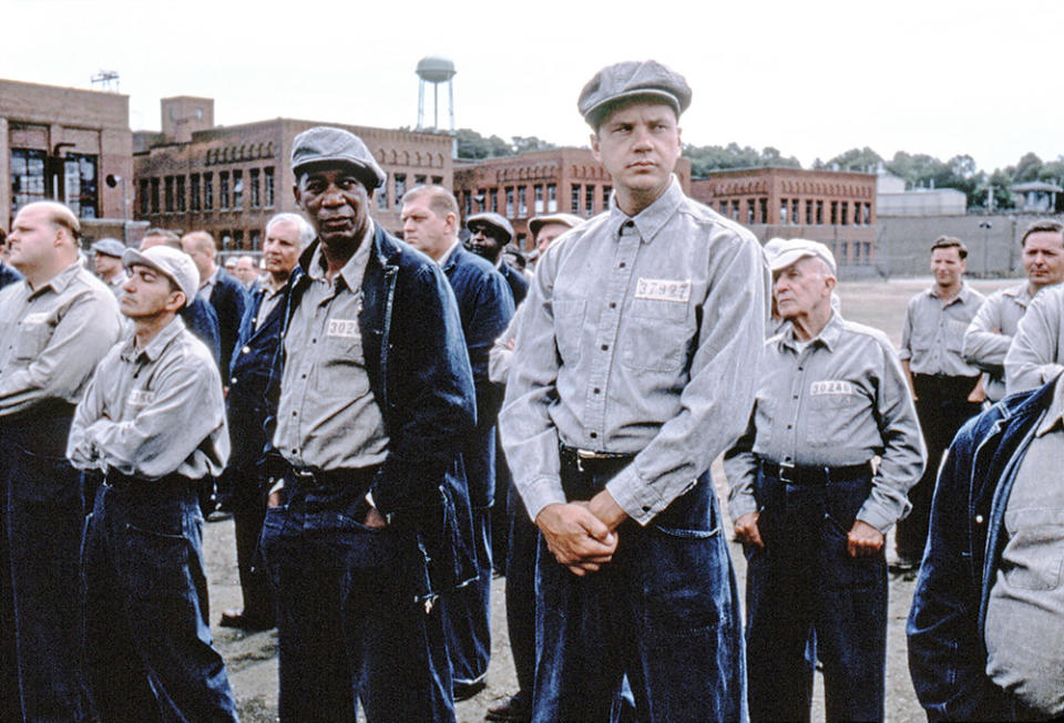 Morgan Freeman (left) and Tim Robbins in a scene from Frank Darabont’s The Shawshank Redemption.