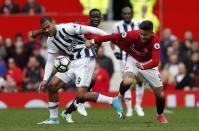 Britain Soccer Football - Manchester United v West Bromwich Albion - Premier League - Old Trafford - 1/4/17 West Bromwich Albion's Salomon Rondon in action with Manchester United's Marcos Rojo Action Images via Reuters / Lee Smith Livepic