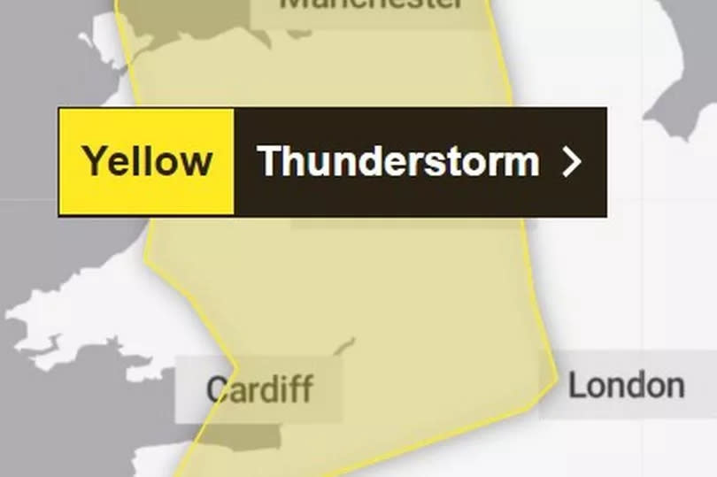 The area covered by yellow weather warning