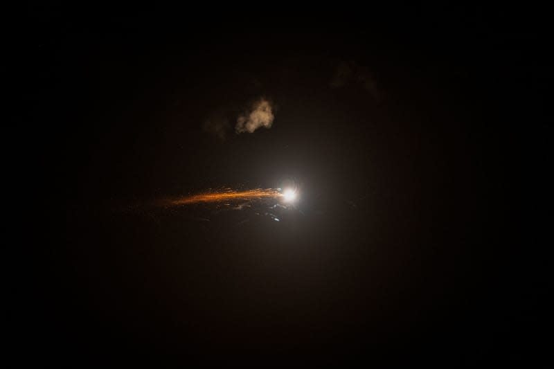 Missiles launched from Iran are seen in the sky over Tel Aviv. Ilia Yefimovich/dpa