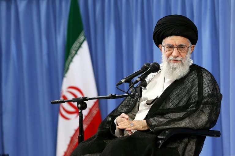 Iran's Supreme Leader Ayatollah Ali Khamenei delivers a speech to Iranian students in the capital Tehran