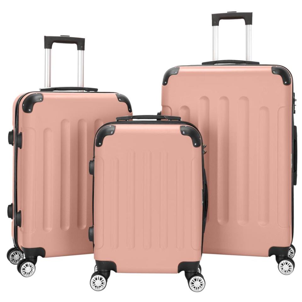 UBesGoo 3 Piece Luggage set, Rose Gold (Credit: Walmart)