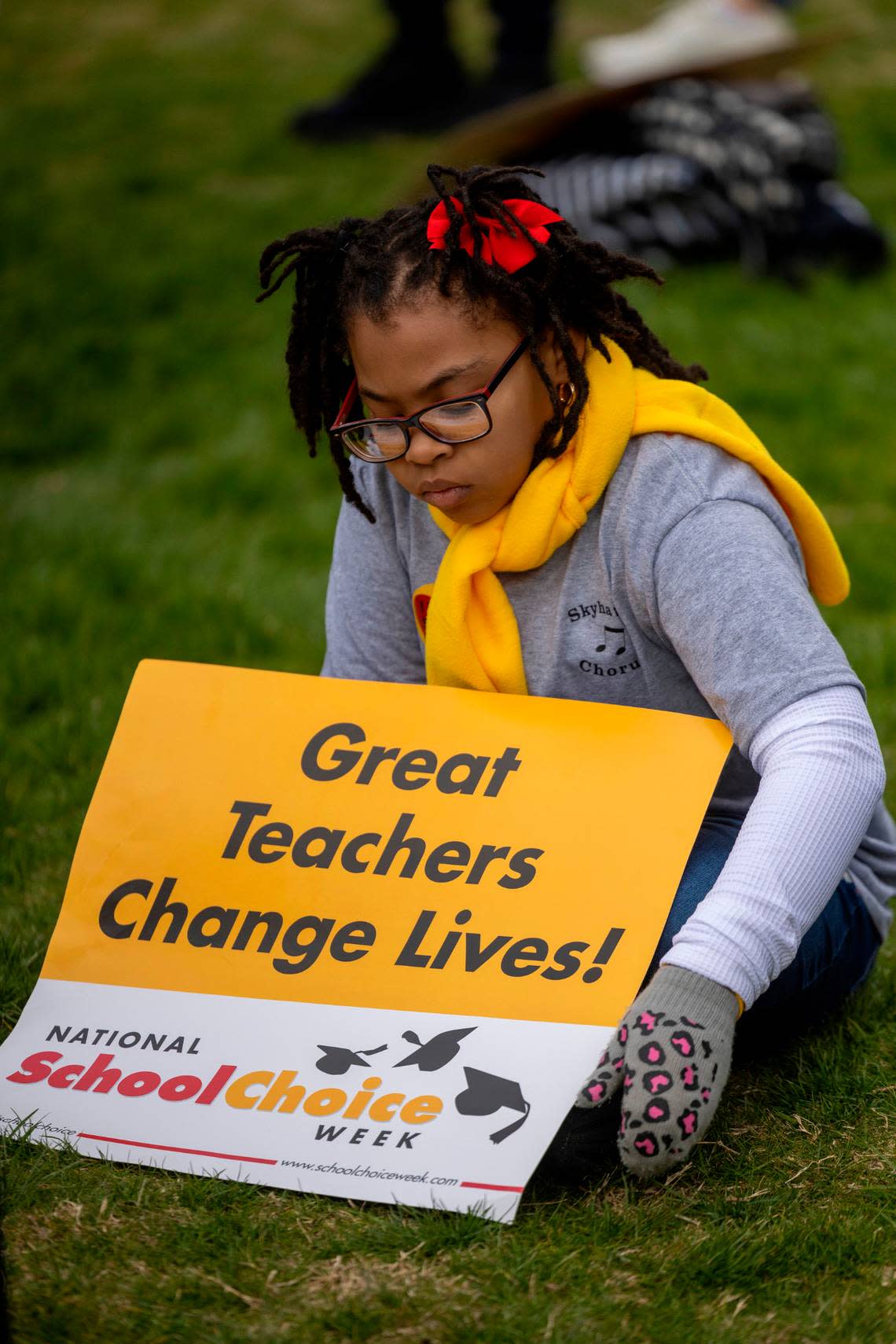 School voucher supporters celebrate National School Choice Week during a rally on Halifax Mall in front of the Legislative Building in Raleigh on Jan. 24. North Carolina could see a 60% increase this year in the number of students receiving a private school voucher now that income limits for families have been removed.