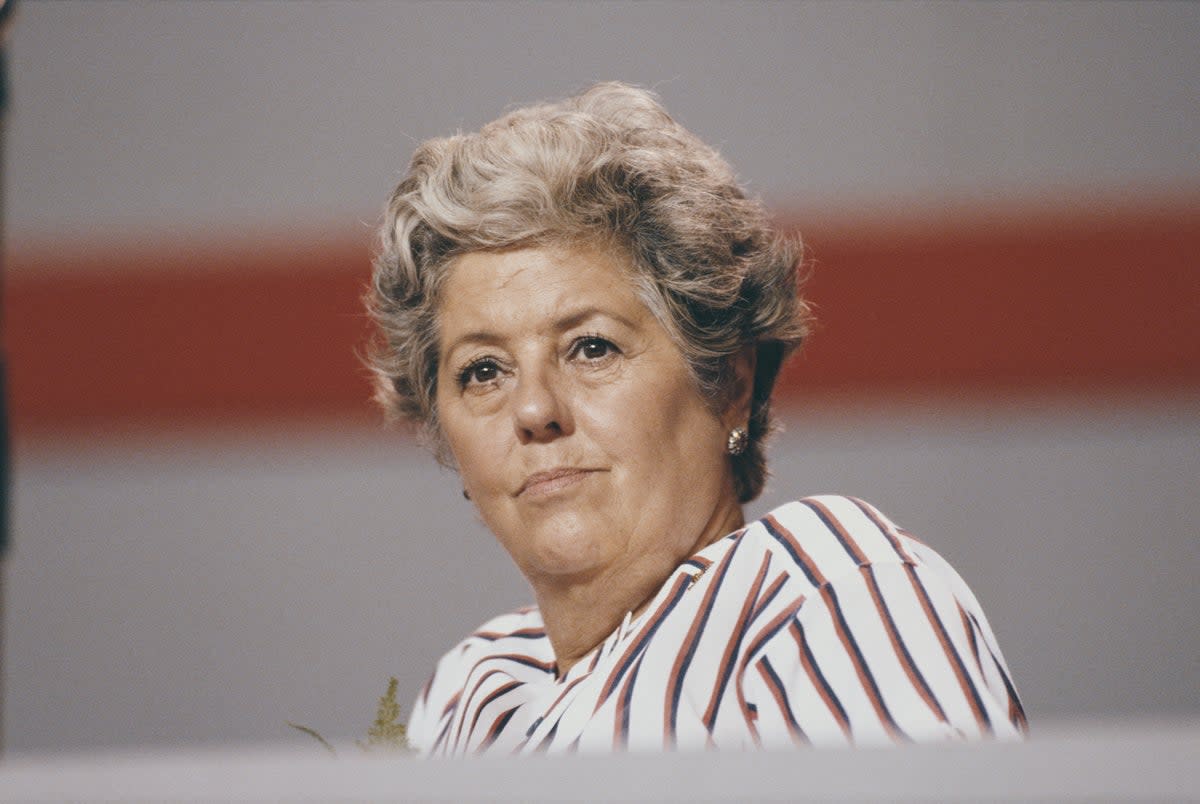 Betty Boothroyd at the Labour Party Conference in Blackpool, UK, 1985 (Fox Photos/Hulton Archive/Getty Images)