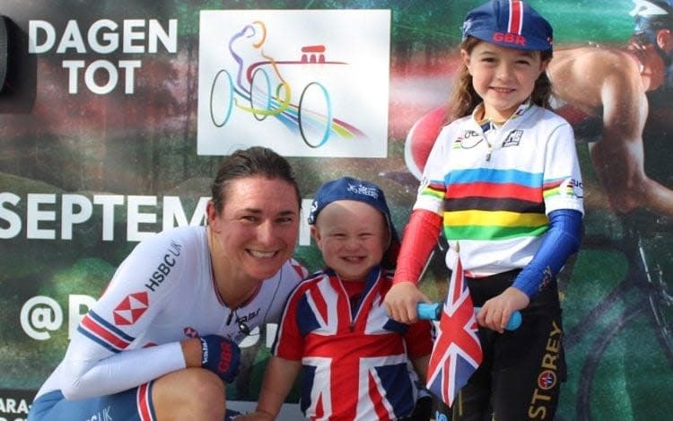 Sarah Storey with her children Louisa (6) and Charlie (2) - Instagram