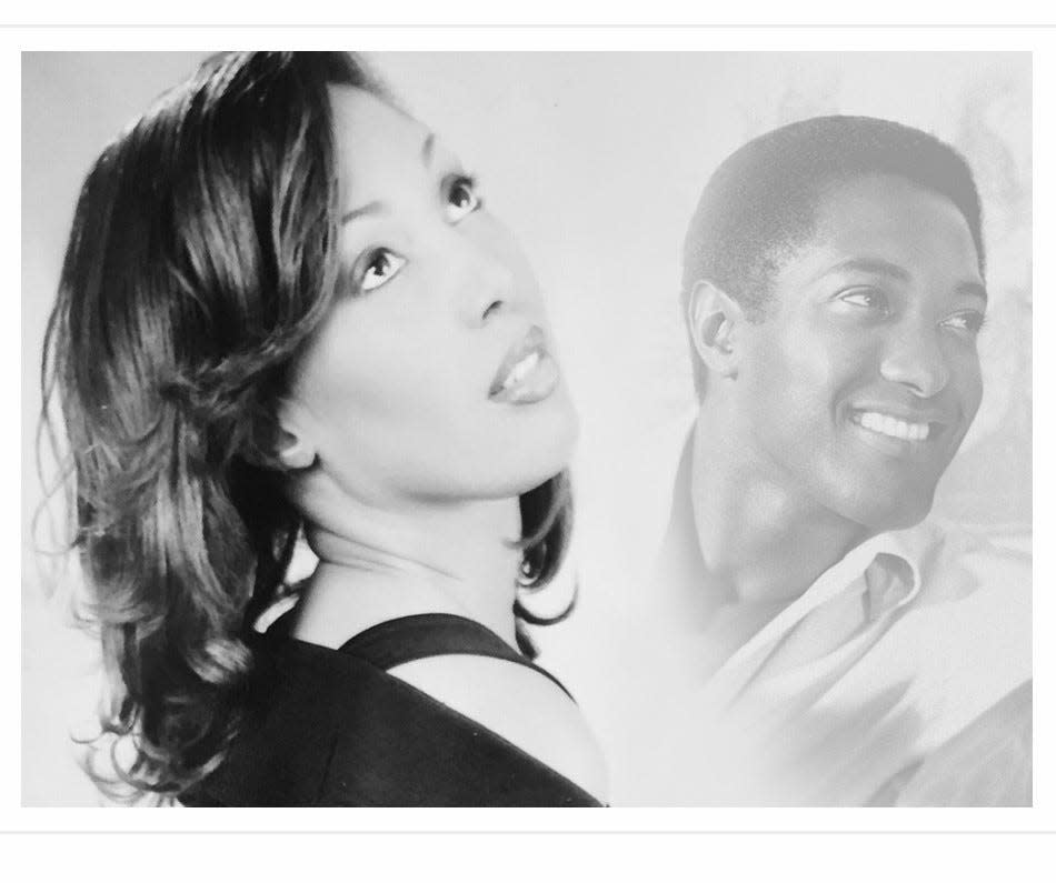 A composite photo showing singer Carla Cooke and the father who died a few months after her birth, groundbreaking singer Sam Cooke.