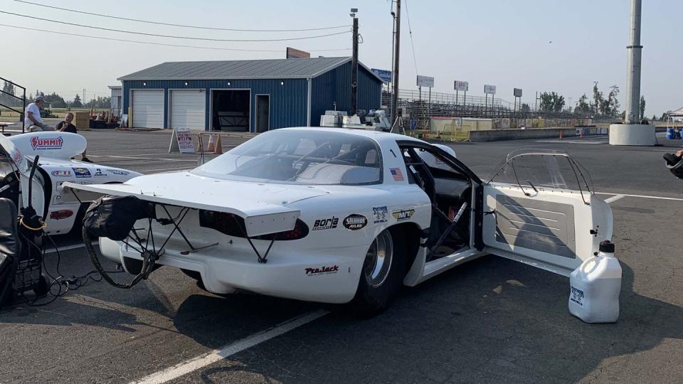 a white car with a door open