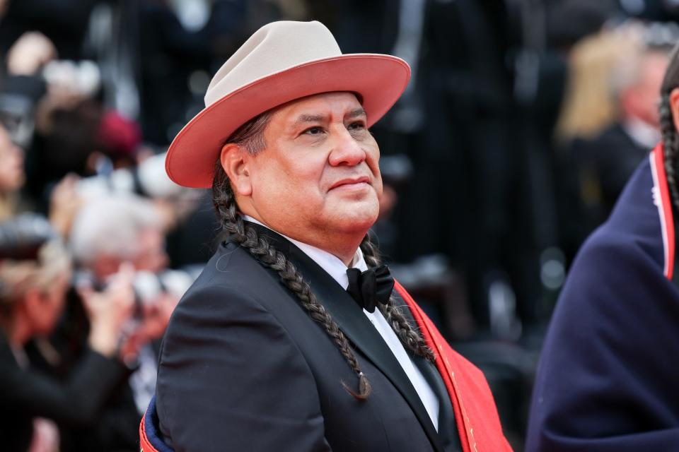 Oklahoma-based Osage actor Yancey Red Corn attends the Cannes Film Festival World Premiere of Apple Original Films' "Killers Of The Flower Moon" at the Palais des Festivals on May 20, 2023 in Cannes, France.