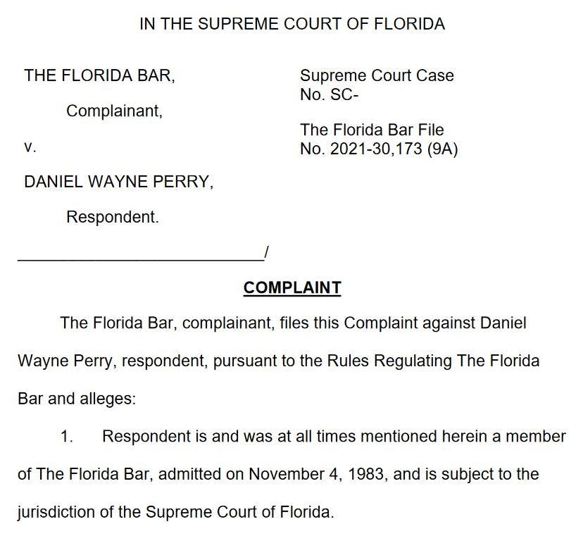 The Florida Supreme Court suspended lawyer Daniel Perry for 60 days earlier this year. Perry led a lawsuit filed against the owners and management of the Schalamar Creek mobile home park and others that resulted in a judgment of $366,000 against the plaintiffs, current and former residents of the Polk County community.