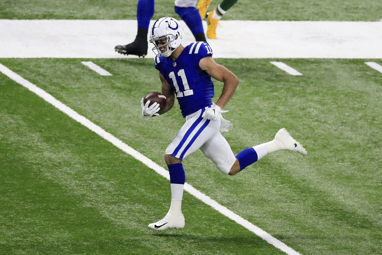 Indianapolis wide receiver Michael Pittman Jr. leads the Colts in targets, receptions, and receiving yards. (Photo by Andy Lyons/Getty Images)