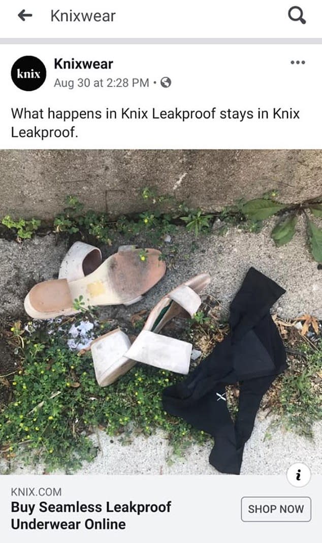 Some social media users received an advert from brand Knix which they found "shocking" [Image: Facebook]