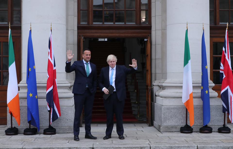 Prime Minister Boris Johnson meets Taoiseach Leo Varadkar in Government Buildings during his visit to Dublin.