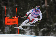 Switzerland's Beat Feuz skis during a men's World Cup downhill skiing race Saturday, Dec. 7, 2019, in Beaver Creek, Colo. (AP Photo/Robert F. Bukaty)