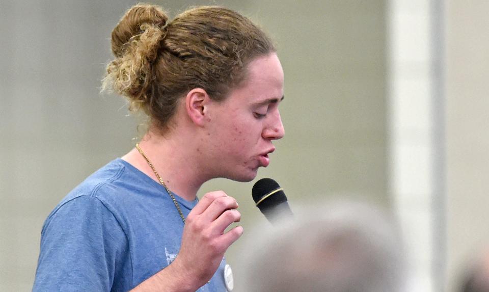 Economics and finance student Joshua Epstein, 17, argued diversity programs are important at a meeting of the board of trustees of New College of Florida Feb. 28, 2023. The board votes to abolish the school's office handling diversity, equity and inclusion programs.