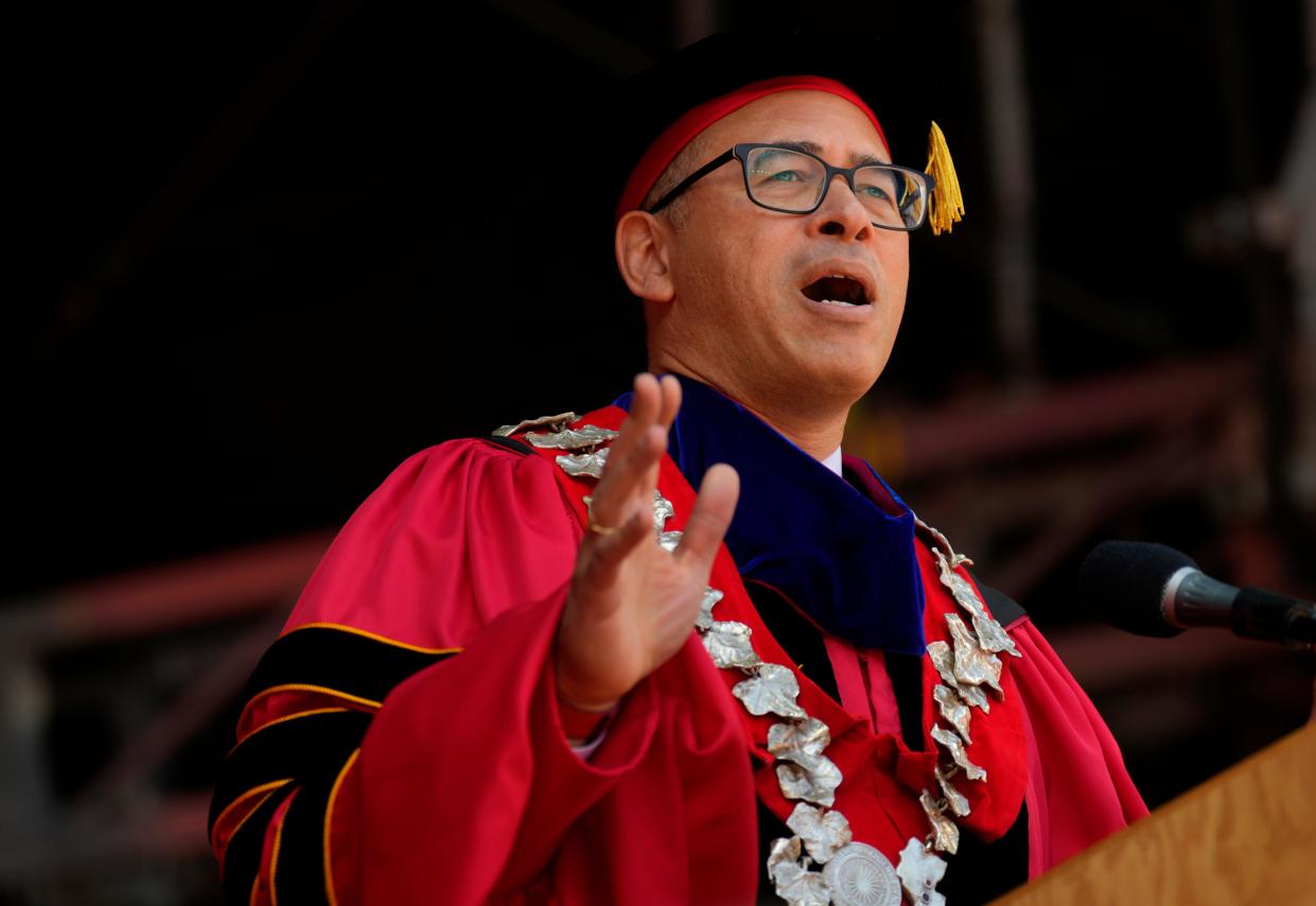 Rutgers University President, Jonathan Holloway, speaks during commencement, in Piscataway. Sunday, May 14, 2023 