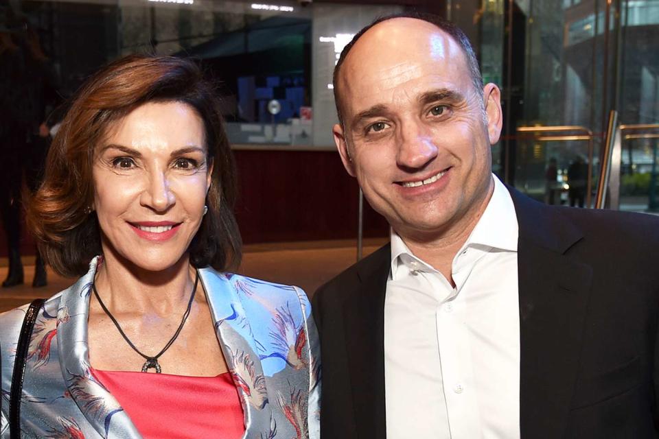 <p>Bryan Bedder/Getty</p> Hilary Farr and David Visentin