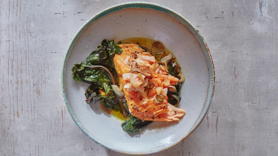 Turmeric Salmon With Coconut Crisp