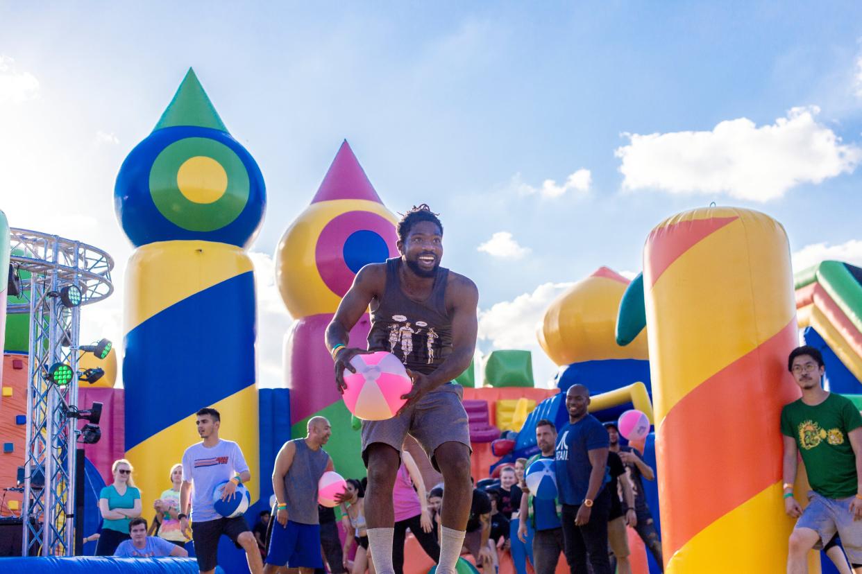 The Big Bounce America line up includes the "Sport Slam," a bounce house filled with goals, nets, hoops and balls.