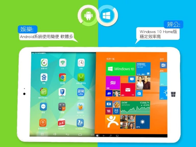 Windows加Android　人因科技Dualface雙系統平板讓你工作娛樂一手掌握