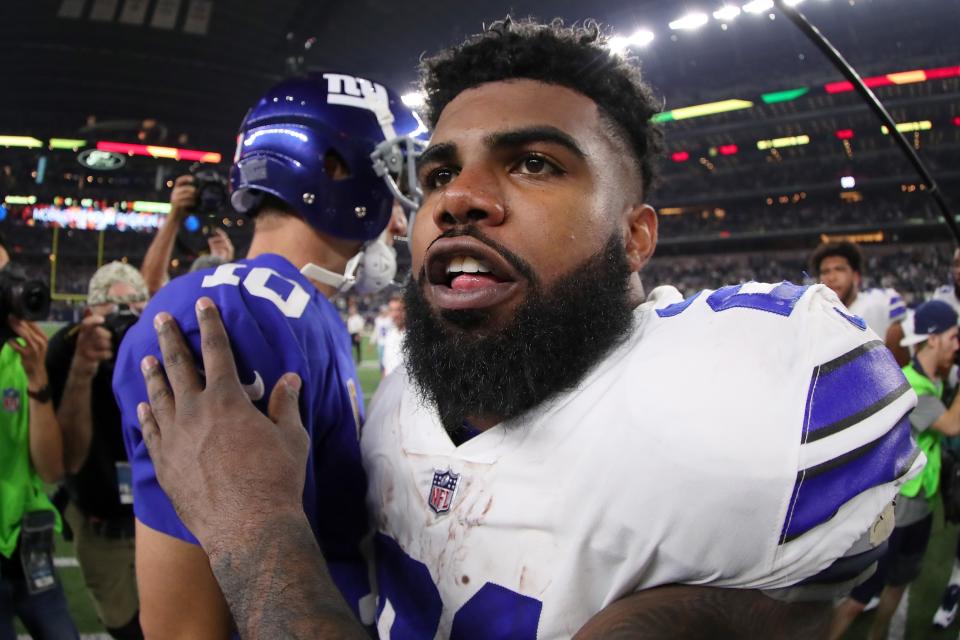 Ezekiel Elliott totaled 140 yards in the Cowboys’ 19-3 season-opening victory over the Giants. (Getty)