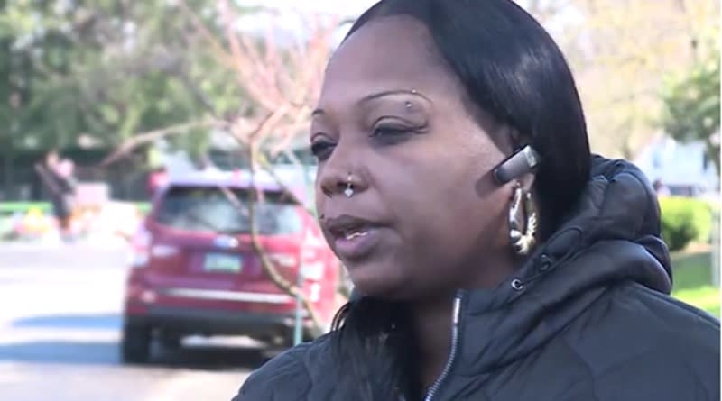 Letha Winston with Justice for Patrick Kimmons at a memorial in Portland's Normandale Park, February 19, 2024 (KOIN)