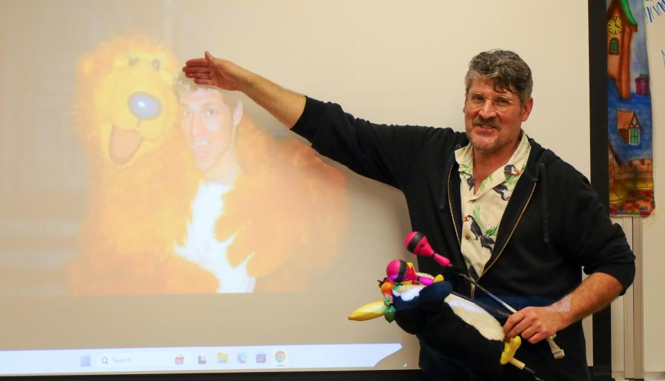 Joe Kovacs, a professional puppeteer and actor, told education majors at The Ohio State University at Marion the use of puppets in the classroom has many benefits when it comes to developing language and reading skills.