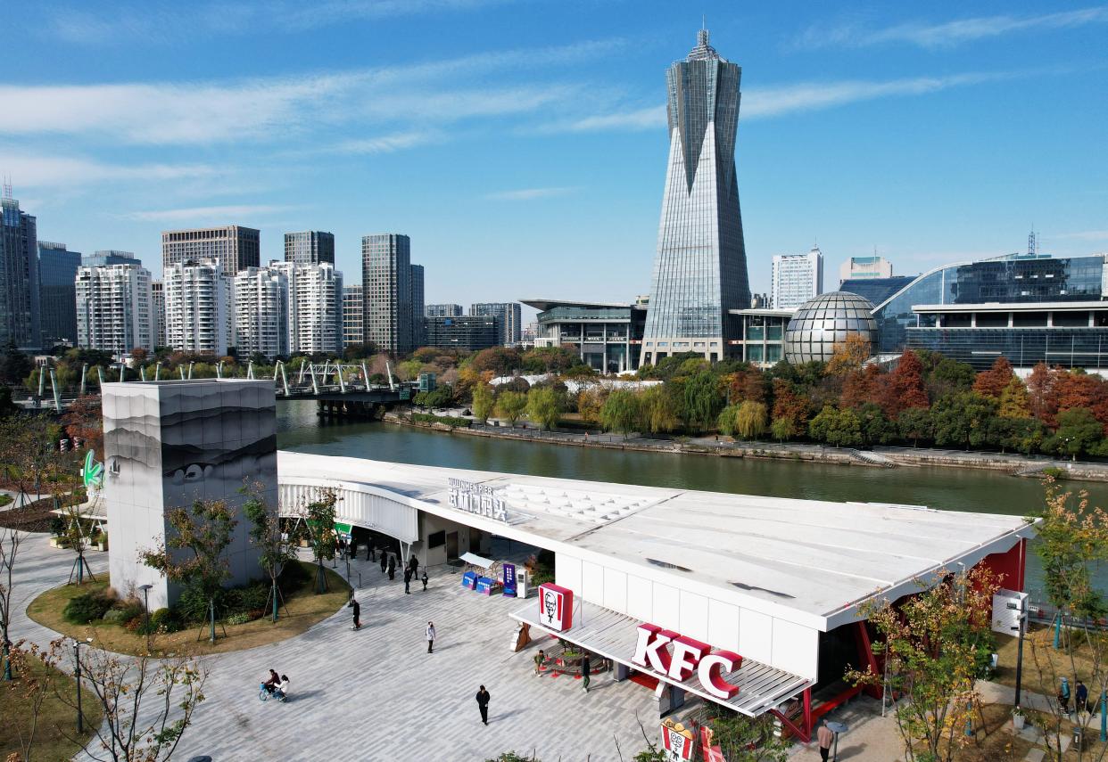 A view of the 10,000th outlet of KFC in China in Hangzhou in east China's Zhejiang province.