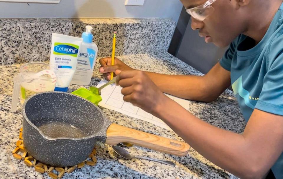 PHOTO: Heman Bekele calls his innovation Skin Cancer Treating Soap (SCTS). (Fairfax County Public Schools)