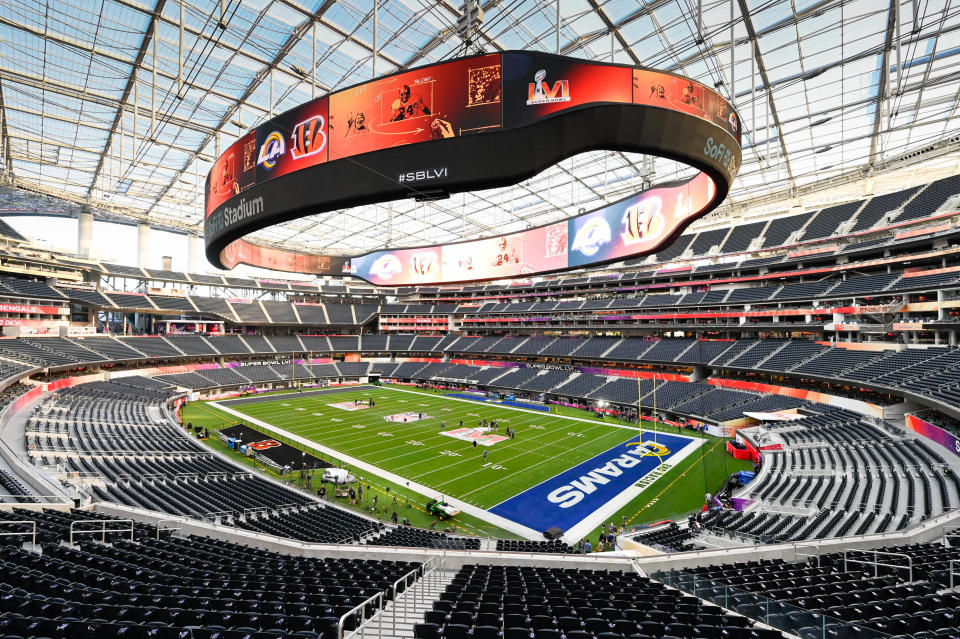 SoFi Stadium, pictured here in Inglewood, California ahead of Super Bowl LVI.