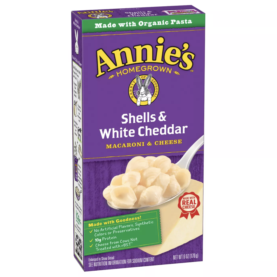 2) Annie’s Shells & White Cheddar