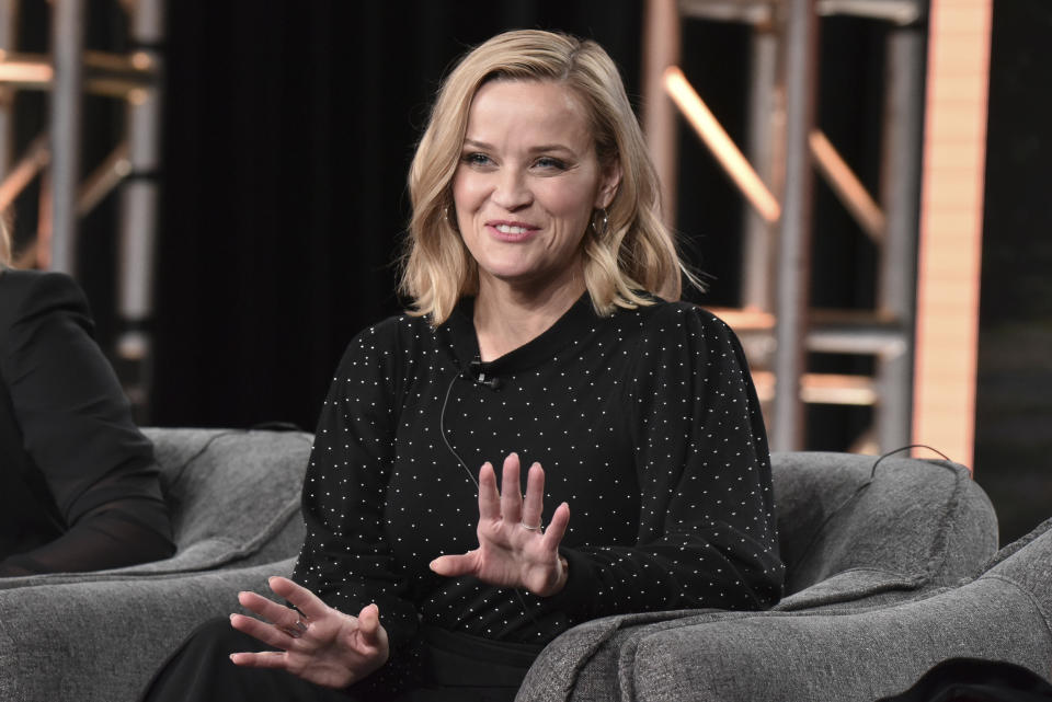 Reese Witherspoon participates in the Hulu "Little Fires Everywhere" panel during the Winter 2020 Television Critics Association Press Tour, on Friday, Jan. 17, 2020, in Pasadena, Calif. (Photo by Richard Shotwell/Invision/AP)