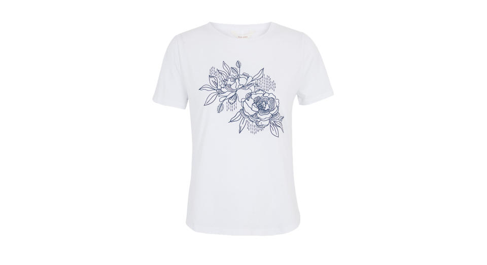 PER UNA Pure Cotton Embroidered Regular Fit T-Shirt 