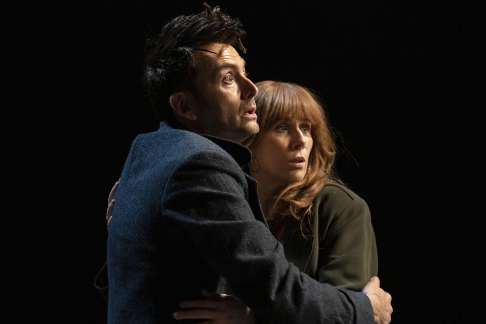 David Tennant as the 14th Doctor and Catherine Tate as Donna Noble in one of the 