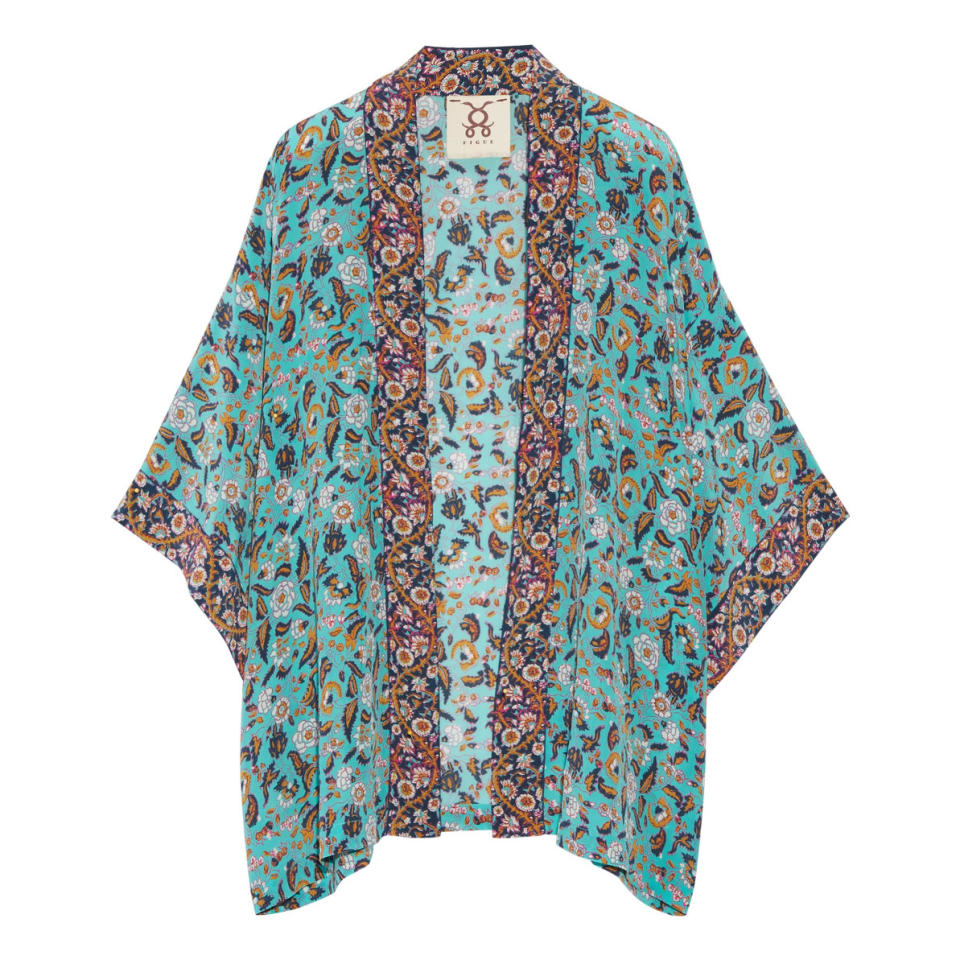 Floral- Print Silk Crepe de Chin Kimono