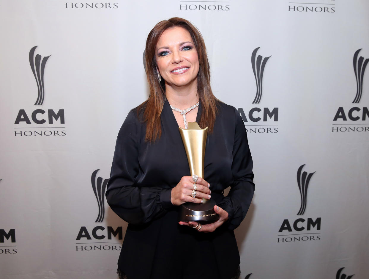 NASHVILLE, TENNESSEE - AUGUST 21: Martina McBride backstage during the 13th Annual ACM Honors at Ryman Auditorium on August 21, 2019 in Nashville, Tennessee. (Photo by Terry Wyatt/Getty Images for Academy of Country Music)