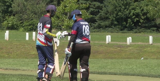 P.E.I. won the Maritime Cup for cricket on Sunday at Tea Hill in Stratford, P.E.I., beating Cricket New Brunswick in the finals by 100 runs. (Tony Davis/CBC - image credit)