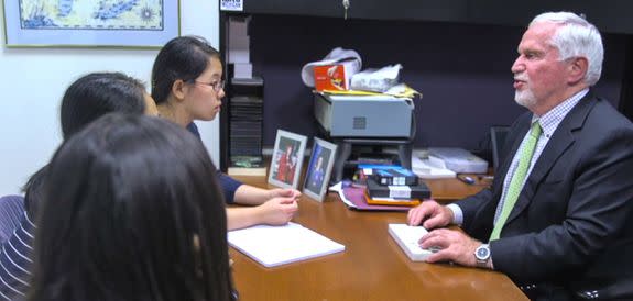 Paul Parravano, co-director of MIT's Government and Community Relations office, gives Team Tactile feedback from a blind person's perspective.