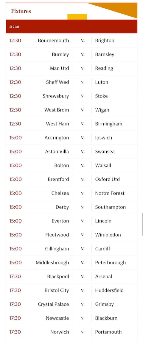 Today's FA Cup fixtures