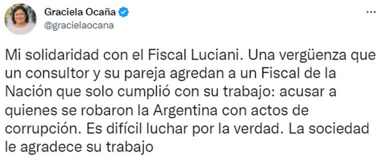 El tuit de Graciela Ocaña