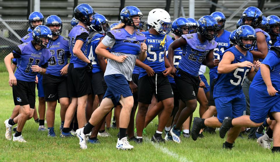 Afternoon football practice for the Heritage Panthers football team in Palm Bay for the 2022 season.