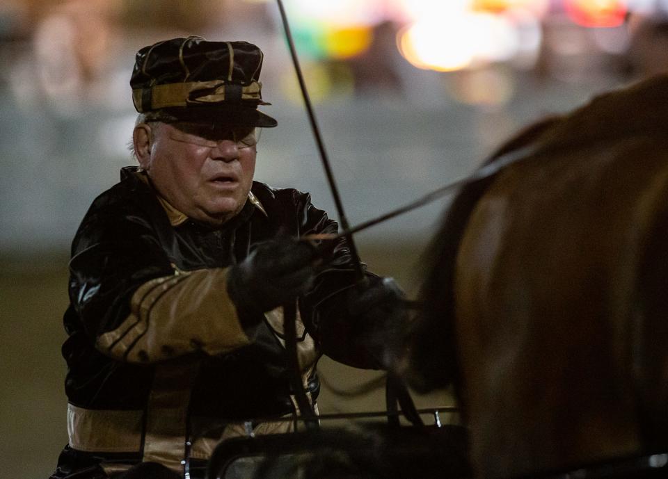 William Shatner competed in the 89th annual Rock Creek Horse Show in the Amateur Roadster to Bike category on Tuesday evening at the Rock Creek Riding Club near Seneca Park in Louisville, Ky. June 6, 2023