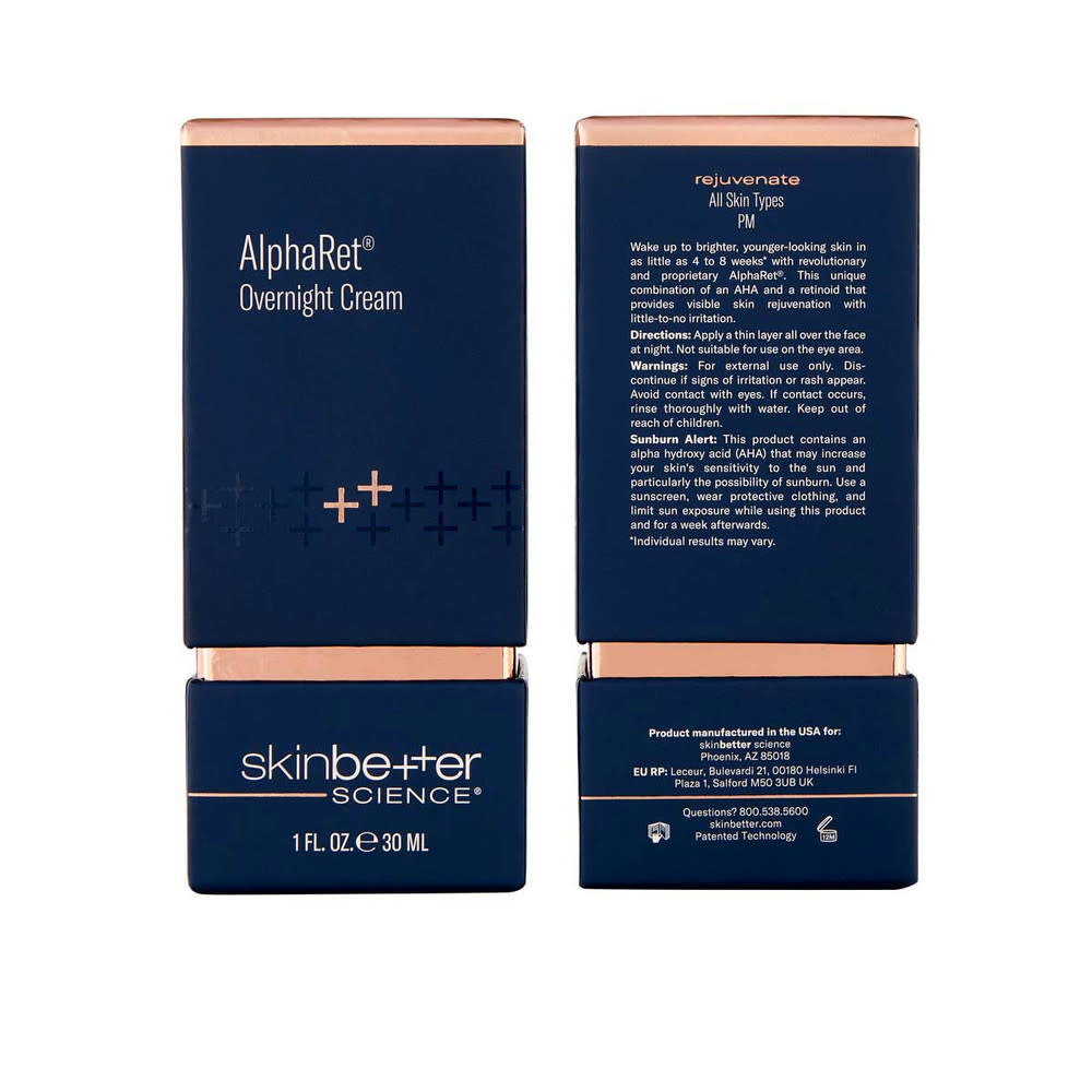 <p><a href="https://store.skinbetter.com/alpharet-overnight-cream-30-ml" rel="nofollow noopener" target="_blank" data-ylk="slk:Shop Now;elm:context_link;itc:0;sec:content-canvas" class="link rapid-noclick-resp">Shop Now</a></p><p>AlphaRet Overnight Cream </p><p>skinbetter.com</p><p>$140.00</p>