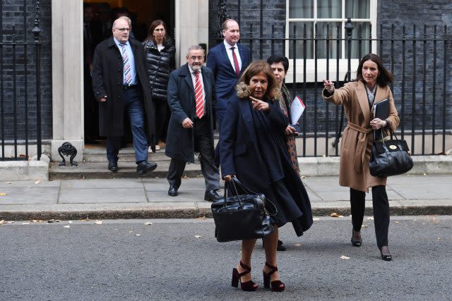 BusinessEurope president Emma Marcegagia and CBI director general Carolyn Fairbairn leaving 10 Downing Street (Stefan Rousseau/PA)