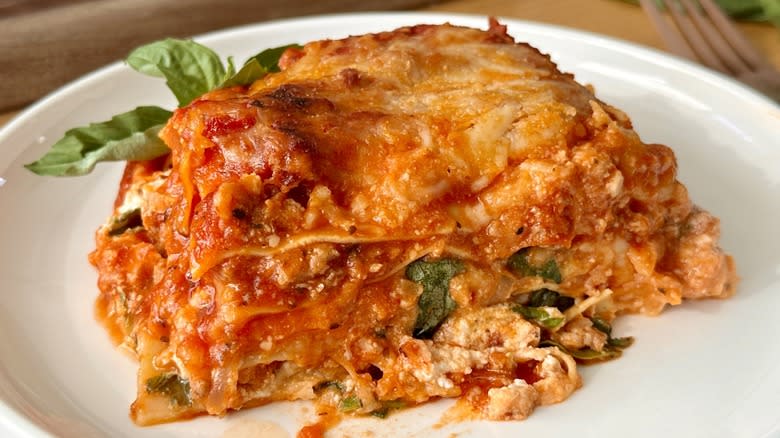 spinach turkey lasagna square