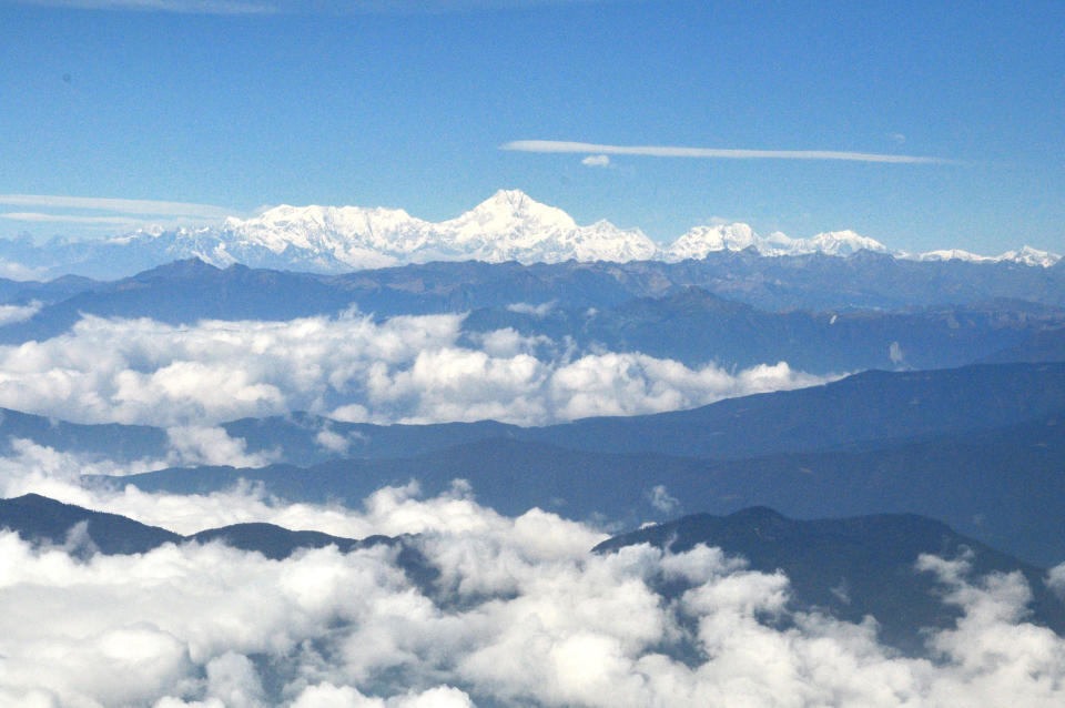 <p>An ariel view of Bhutan on the way into Paro Airport.</p>