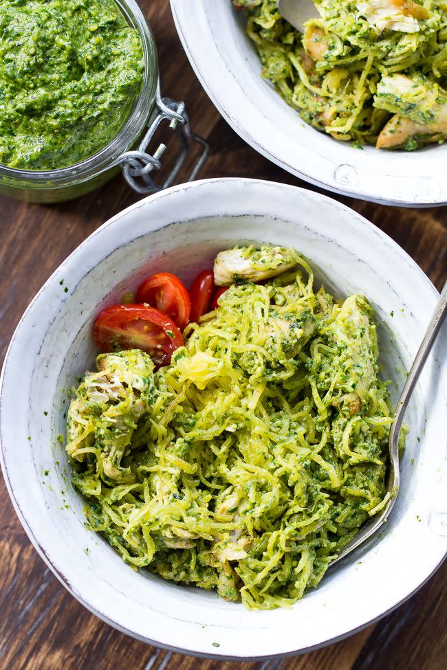 Paleo Pesto Chicken Spaghetti Squash