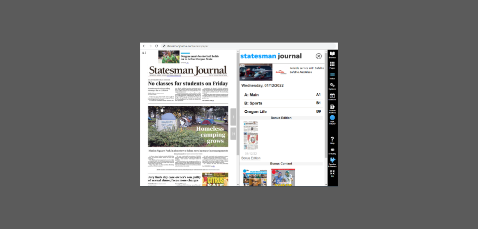 The e-Edition of the Statesman Journal is a replica of the print newspaper.