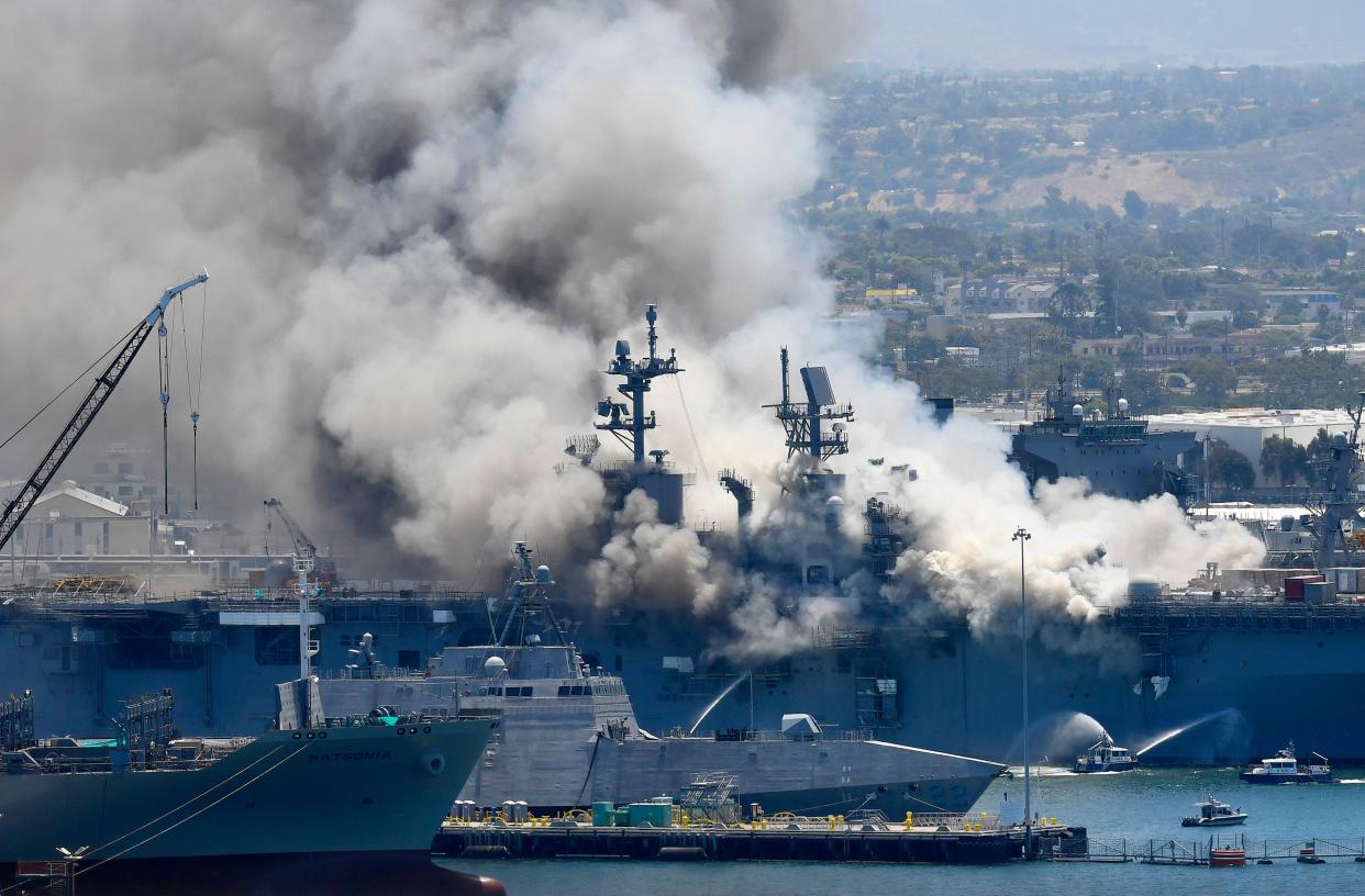 Navy Ship Fire (Copyright 2020 The Associated Press. All rights reserved.)