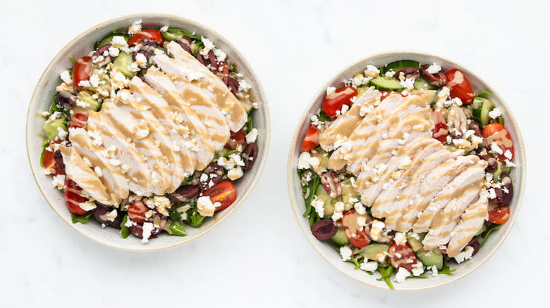 2 chicken mediterranean salad bowls